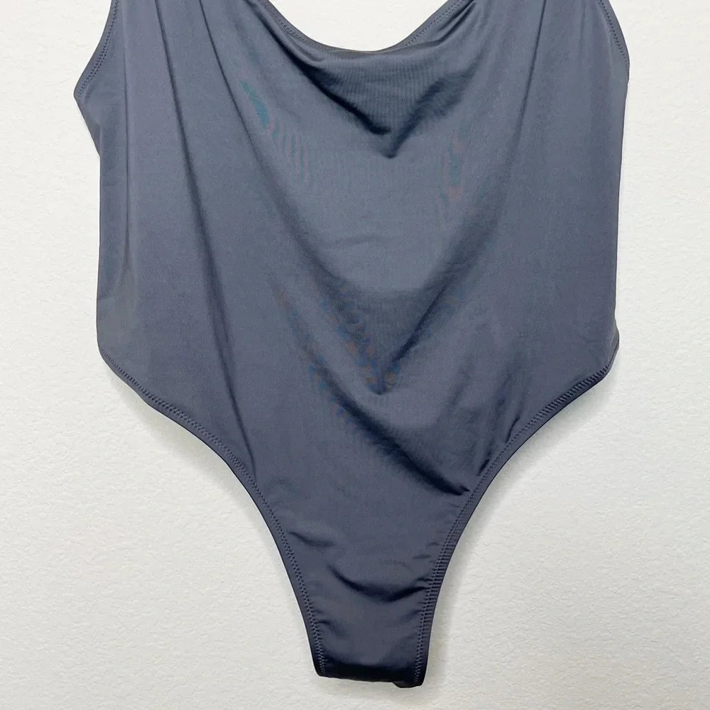 SKIMS Swim Scoop Neck One Piece Swimsuit in Gunmetal‎